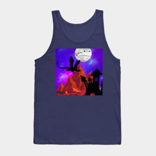 Dragon Galaxy With Mountains and Castle Tank Top